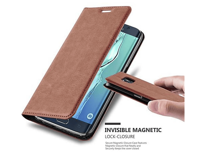 S6 BRAUN Galaxy EDGE, CADORABO Hülle Book CAPPUCCINO Magnet, Bookcover, Invisible Samsung,