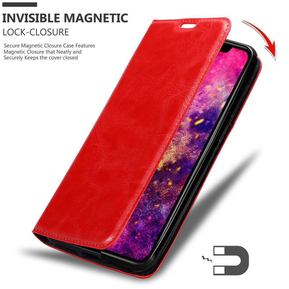 CADORABO Book Hülle Invisible Magnet, ROT APFEL Apple, PRO iPhone Bookcover, MAX, 12