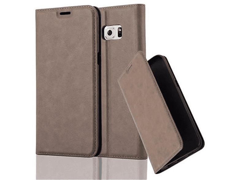 S6 Magnet, Bookcover, BRAUN CADORABO Galaxy Hülle KAFFEE Samsung, Invisible Book PLUS, EDGE