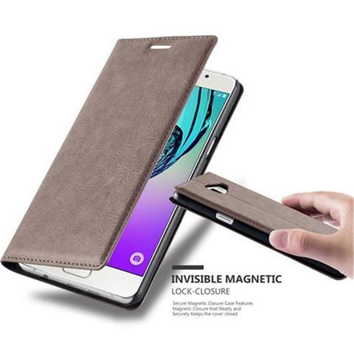 CADORABO Book Hülle Invisible Galaxy BRAUN Samsung, KAFFEE A5 Magnet, Bookcover, 2016