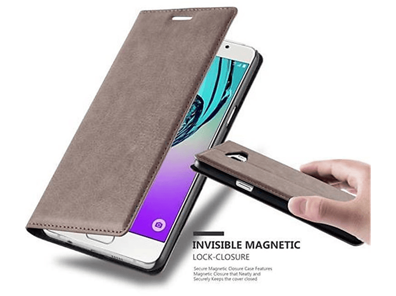 CADORABO Book Hülle Invisible Magnet, Bookcover, Samsung, Galaxy A5 2016, KAFFEE BRAUN