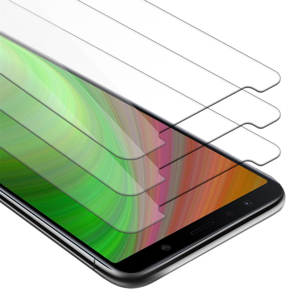 3x A7 CADORABO Glas Schutzfolie(für 2018) Galaxy Schutzglas Samsung Tempered