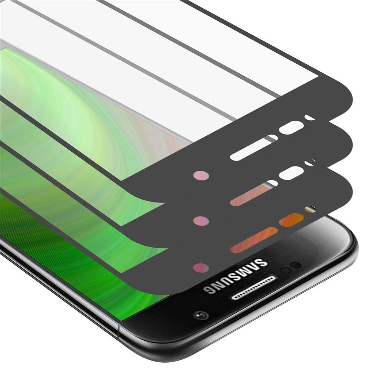 CADORABO 3x Vollbild Tempered Schutzfolie(für Schutzglas S6) Samsung Galaxy