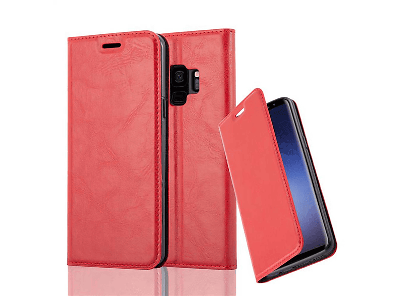 CADORABO Book Hülle Invisible Magnet, Bookcover, Samsung, Galaxy S9, APFEL ROT