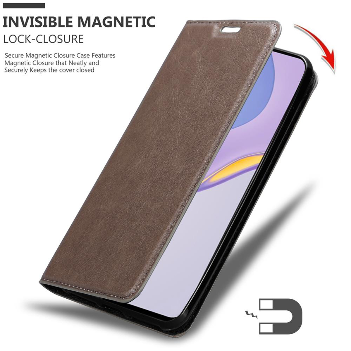 5G, Huawei, NOVA Bookcover, Magnet, 7 Hülle Invisible BRAUN CADORABO Book KAFFEE