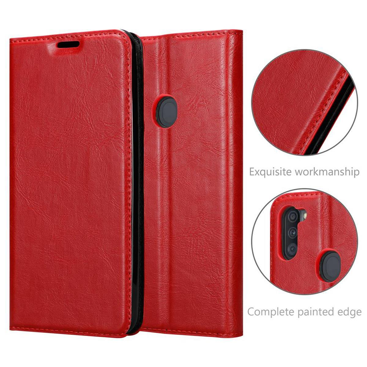 CADORABO Book Hülle ROT M11, Galaxy A11 Invisible Bookcover, APFEL / Magnet, Samsung