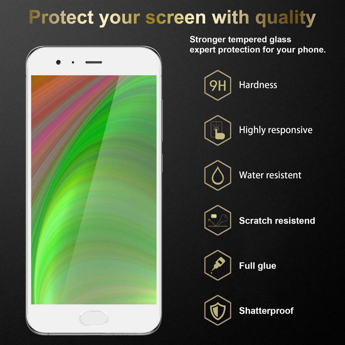 Xiaomi 6) Schutzfolie(für Mi Schutzglas 3x Tempered CADORABO Vollbild