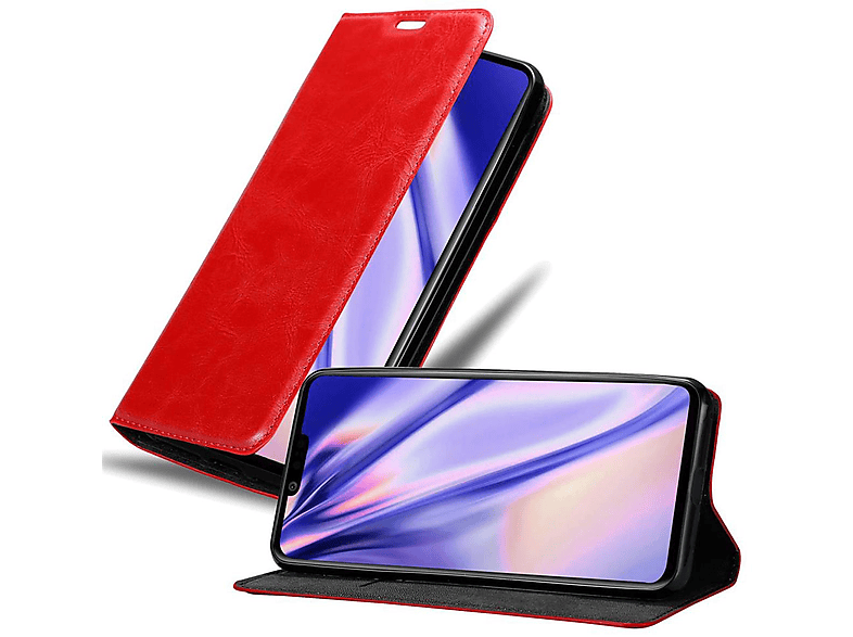 CADORABO Book Hülle Invisible Magnet, Bookcover, LG, G8S, APFEL ROT