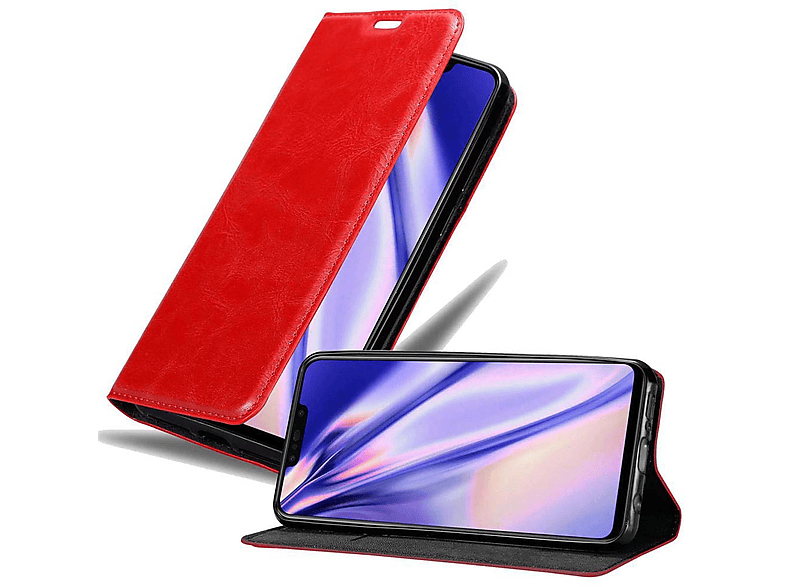 CADORABO Book Hülle Invisible Magnet, Bookcover, Huawei, P SMART PLUS 2019, APFEL ROT