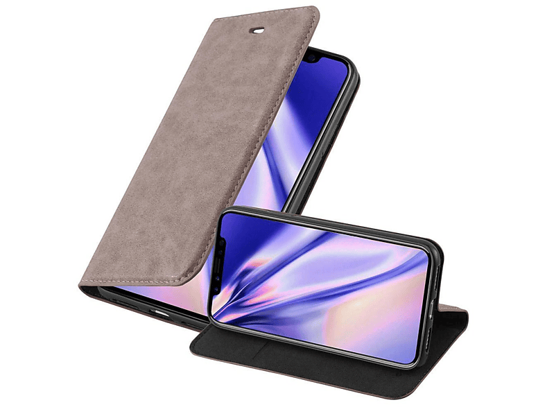 CADORABO Book Hülle Invisible Magnet, Bookcover, Apple, iPhone XS MAX, KAFFEE BRAUN