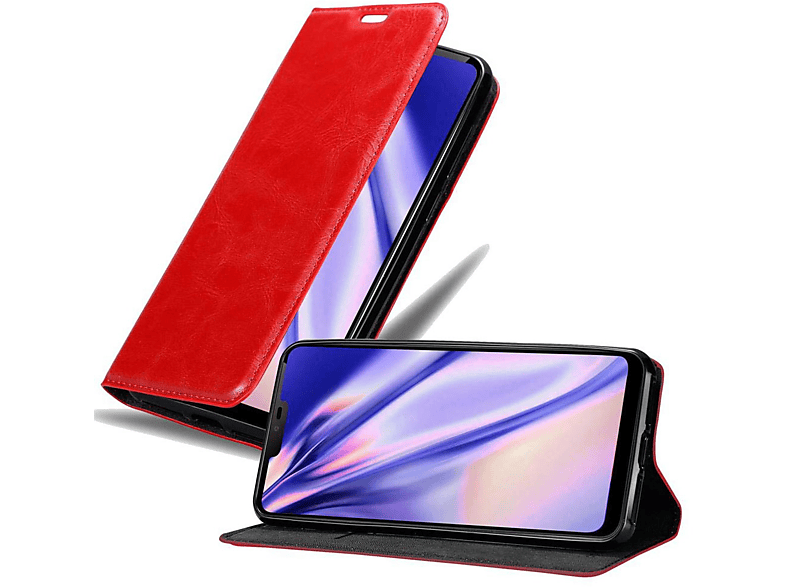 CADORABO Book Hülle Invisible Magnet, Bookcover, LG, G7 ThinQ / FIT / ONE, APFEL ROT