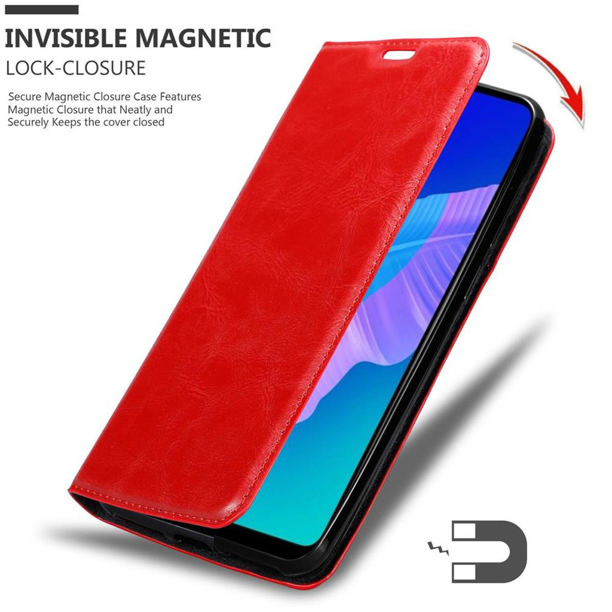 Huawei, LITE APFEL Magnet, E, Bookcover, P40 CADORABO ROT Invisible Book Hülle