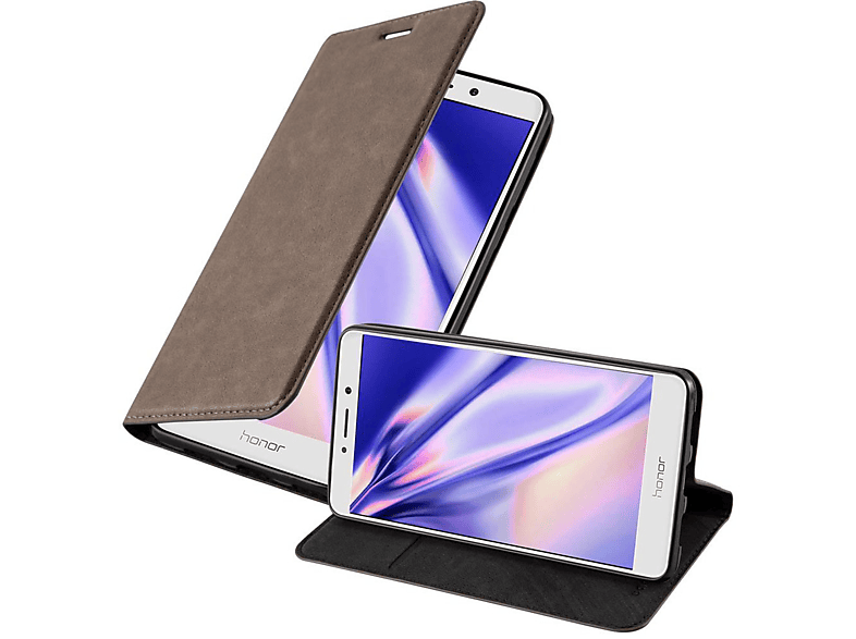 CADORABO Book Hülle Invisible Magnet, Bookcover, Huawei, MATE 9 LITE / GR5 2017 / Honor 6X, KAFFEE BRAUN