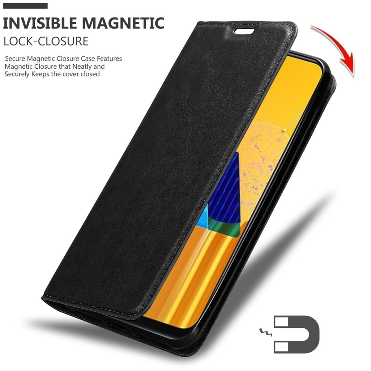 CADORABO Book Hülle Invisible Magnet, M21 Galaxy SCHWARZ NACHT Samsung, / Bookcover, M30s