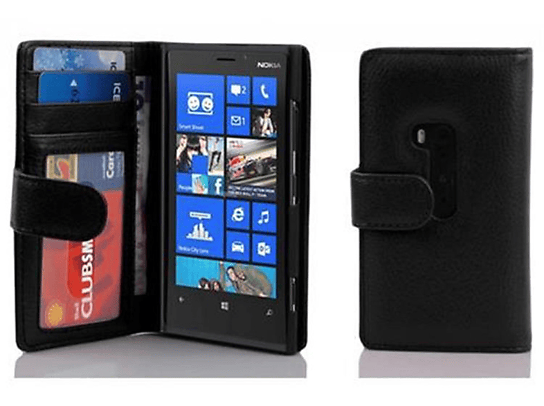CADORABO Book Hülle mit Kartenfach Standfunktuon, Bookcover, Nokia, Lumia 920, OXID SCHWARZ