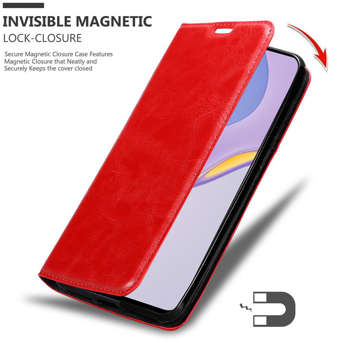 APFEL NOVA Magnet, Hülle CADORABO Huawei, Invisible ROT Book 5G, 7 Bookcover,