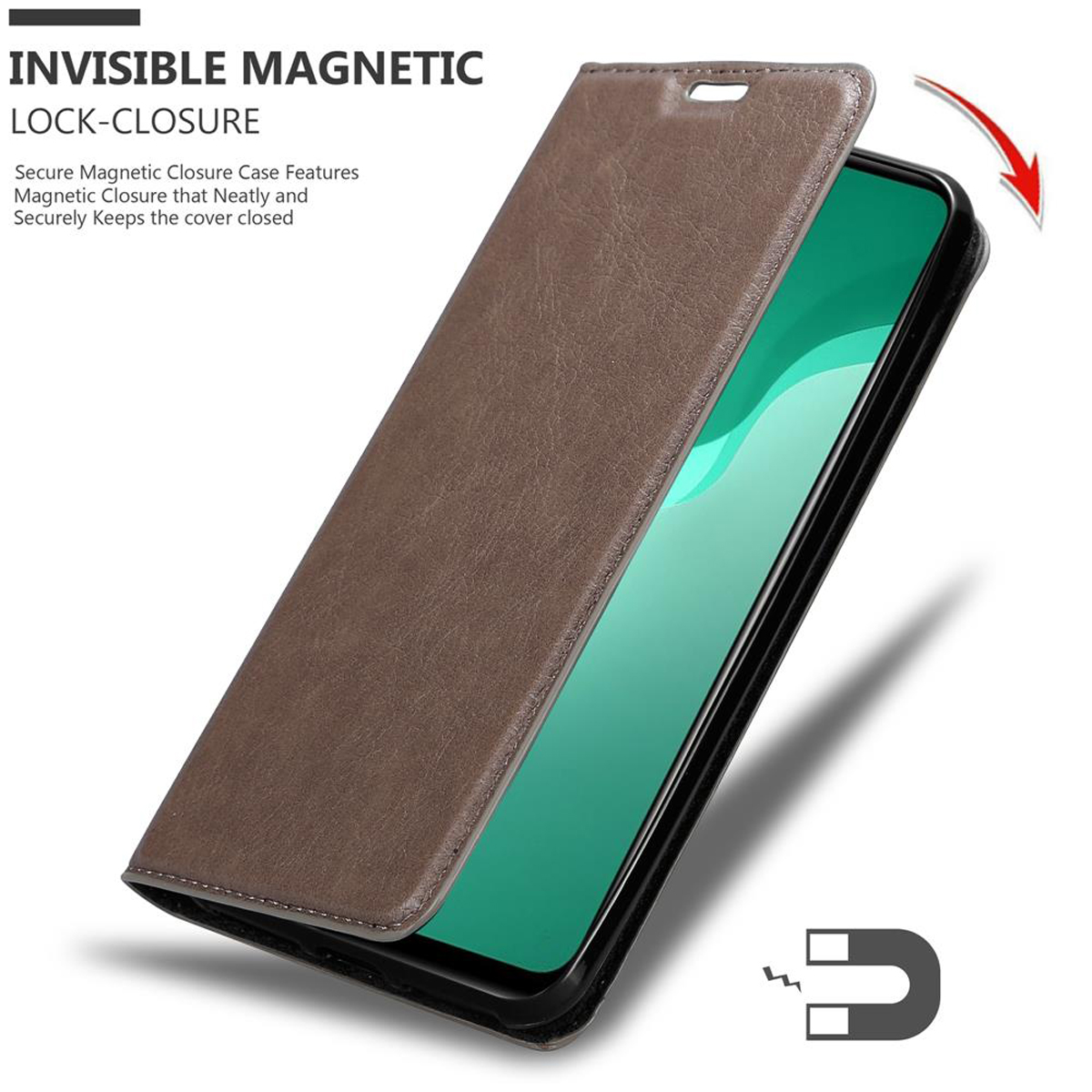 NOVA Magnet, CADORABO BRAUN Bookcover, Huawei, SE, 7 Hülle Invisible Book KAFFEE