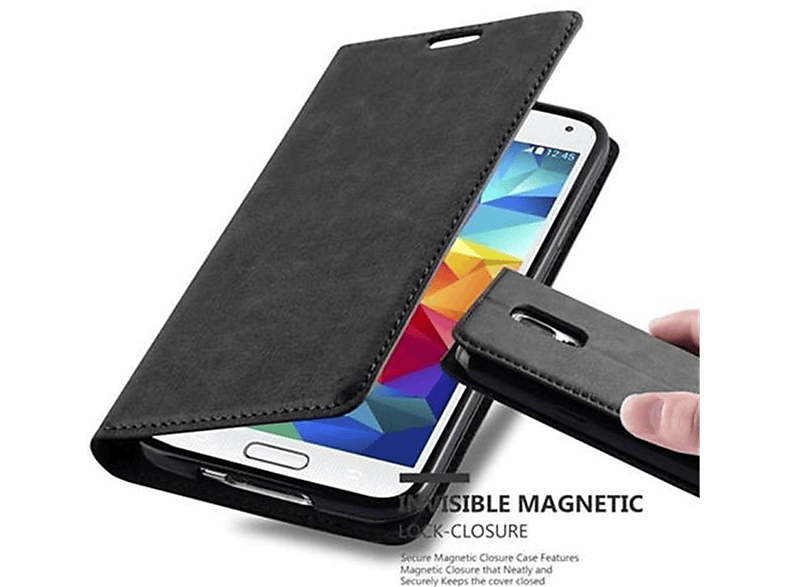 NACHT Galaxy Book Samsung, S5 S5 NEO, / SCHWARZ CADORABO Bookcover, Hülle Magnet, Invisible