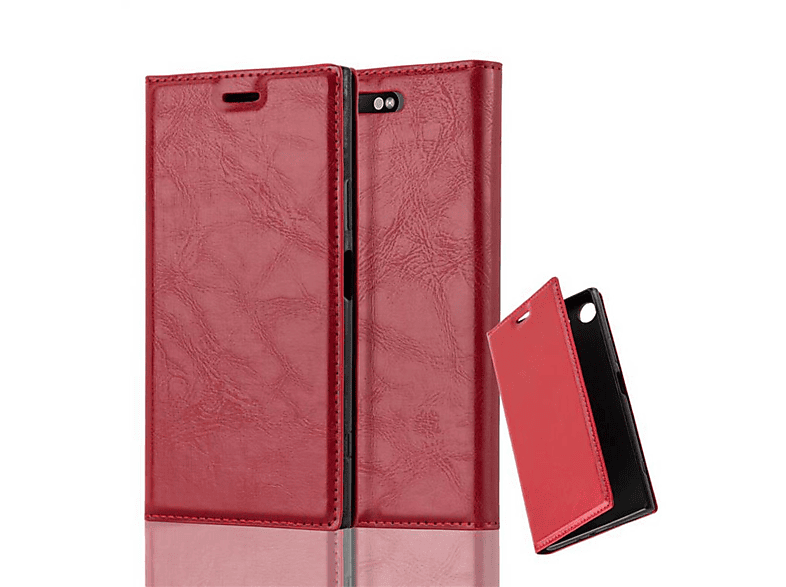CADORABO Book Hülle Invisible Magnet, Bookcover, Sony, Xperia XZ1, APFEL ROT
