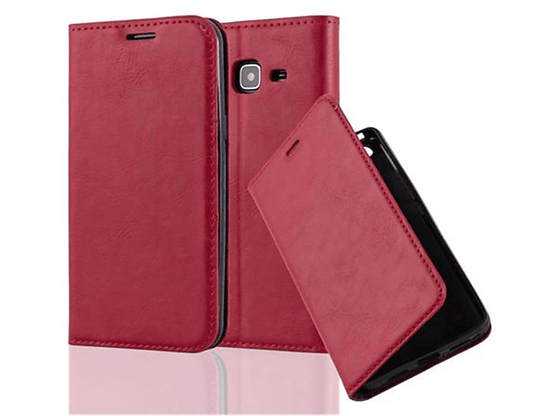 CADORABO Book Hülle Invisible Magnet, Bookcover, Samsung, Galaxy J3 2016, APFEL ROT