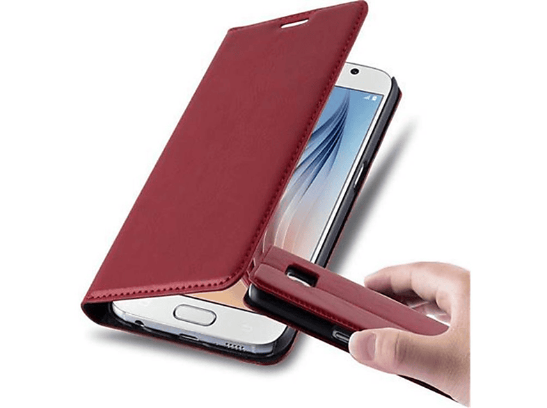 CADORABO Book Hülle Invisible Magnet, Bookcover, Samsung, Galaxy S6, APFEL ROT