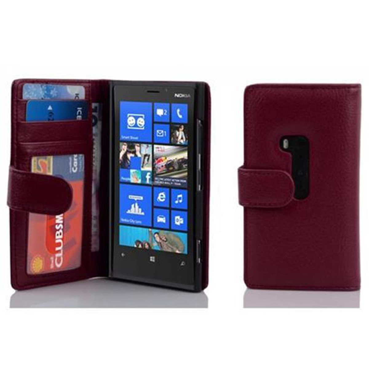 Lumia mit 920, CADORABO Bookcover, LILA Standfunktuon, Book Nokia, BORDEAUX Kartenfach Hülle