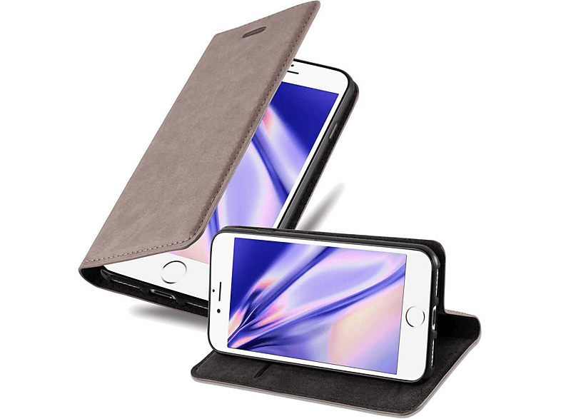 CADORABO Book Hülle Invisible Magnet, Bookcover, Apple, iPhone 7 / 7S / 8 / SE 2020, KAFFEE BRAUN