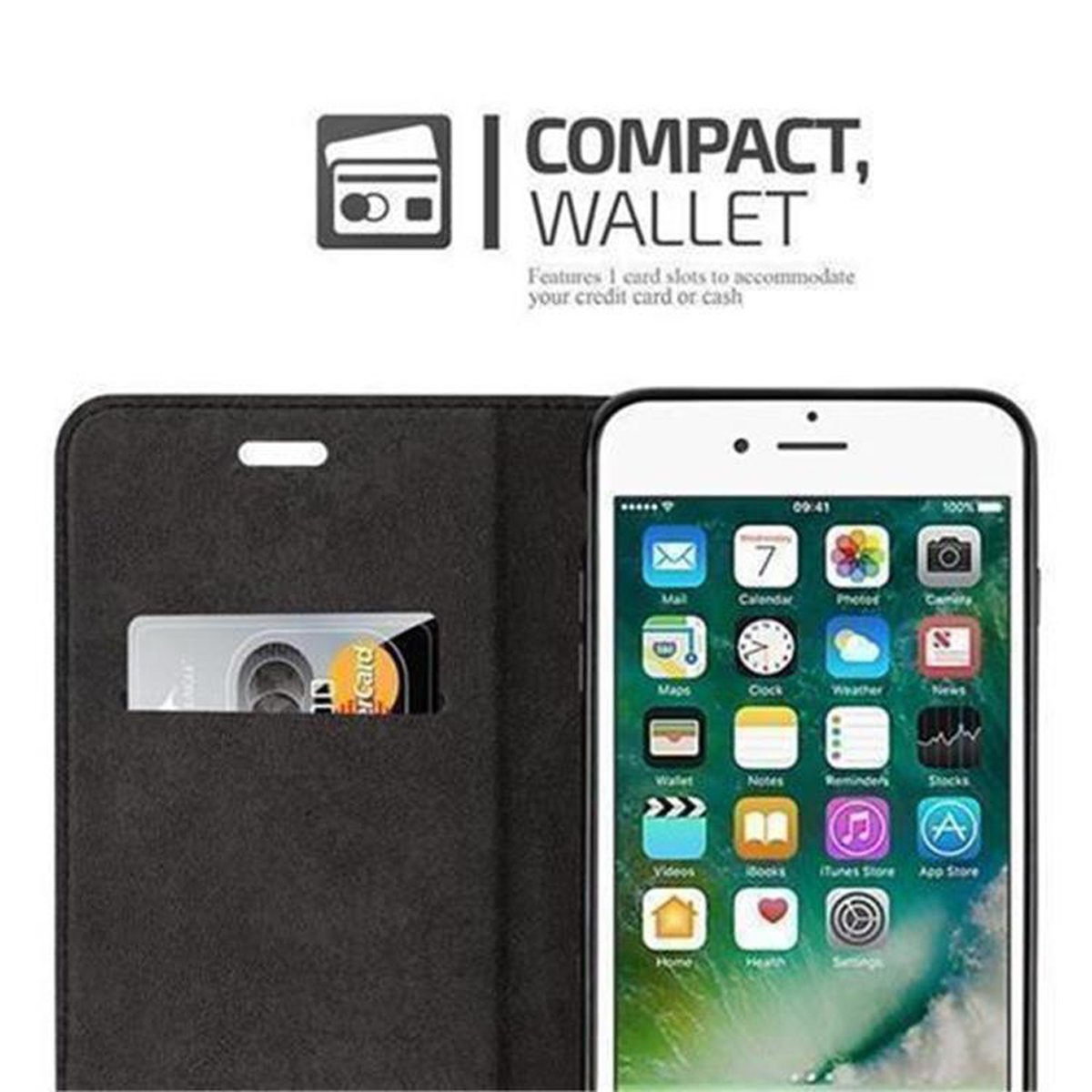 CADORABO Book KAFFEE SE Apple, / Magnet, 2020, / 7 Invisible 8 Hülle / Bookcover, BRAUN 7S iPhone