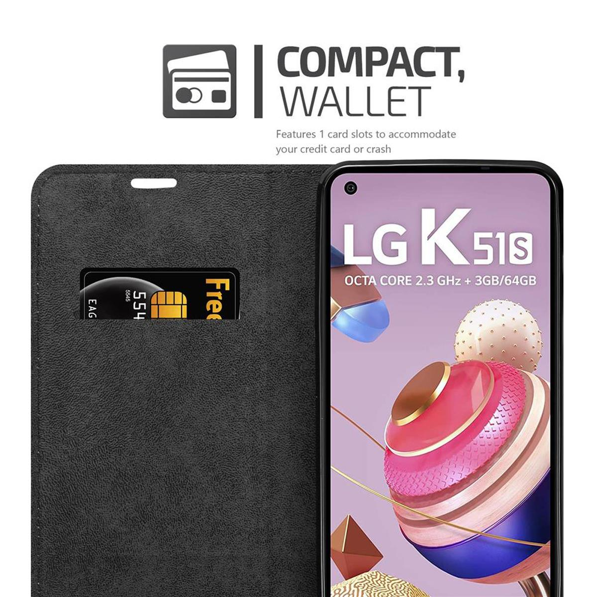 Custodia per telefono nera con carta di credito. Telefono LG a destra.