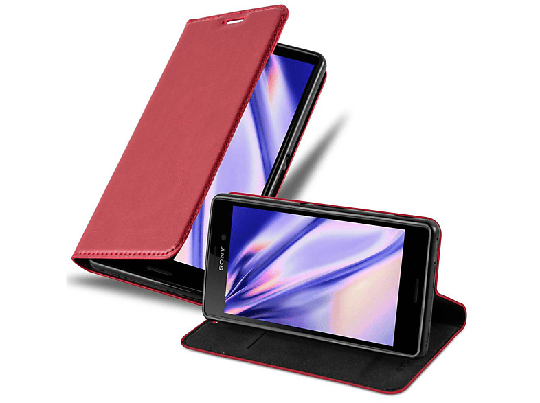 CADORABO Book Hülle Invisible Magnet, Bookcover, Sony, Xperia M4 AQUA, APFEL ROT | Bookcover