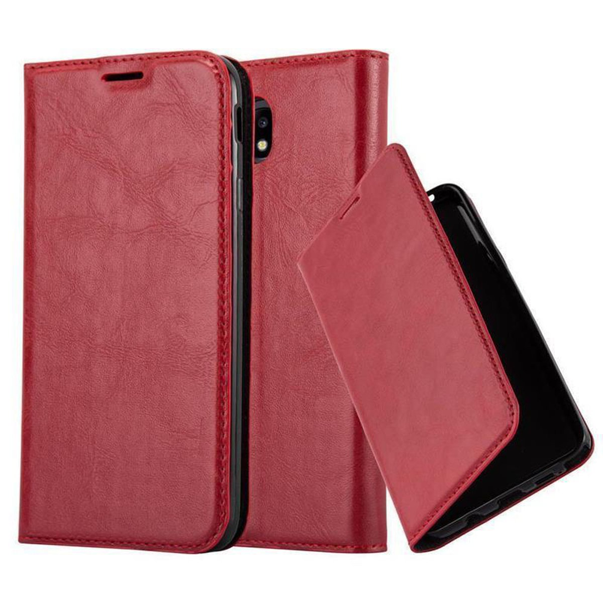 Samsung, J5 CADORABO APFEL Book Galaxy 2017, ROT Invisible Bookcover, Magnet, Hülle