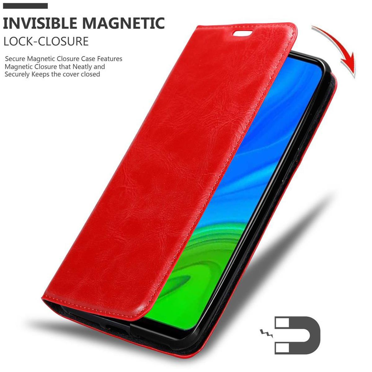 SMART Huawei, ROT Book CADORABO Invisible P Hülle 2020, Bookcover, APFEL Magnet,