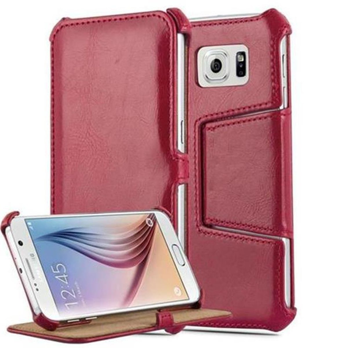 CADORABO Book Samsung, Standfunktion Eckhalterung, S6, Backcover, mit PASSION Galaxy Hülle ROT und