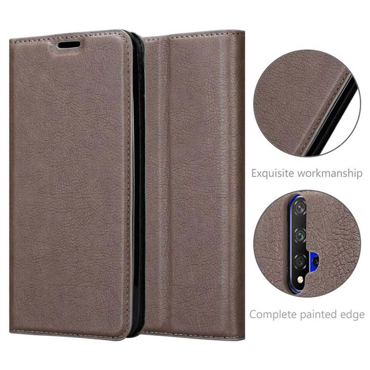 CADORABO Book Hülle Invisible BRAUN / KAFFEE NOVA 20S Bookcover, 5T, Honor, 20 Magnet, / Huawei