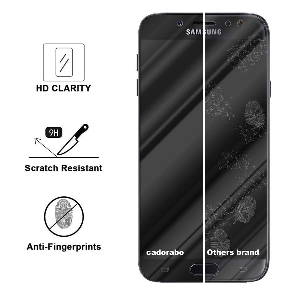 CADORABO kelebend voll Samsung Schutzglas J7 2018) Galaxy Schutzfolie(für