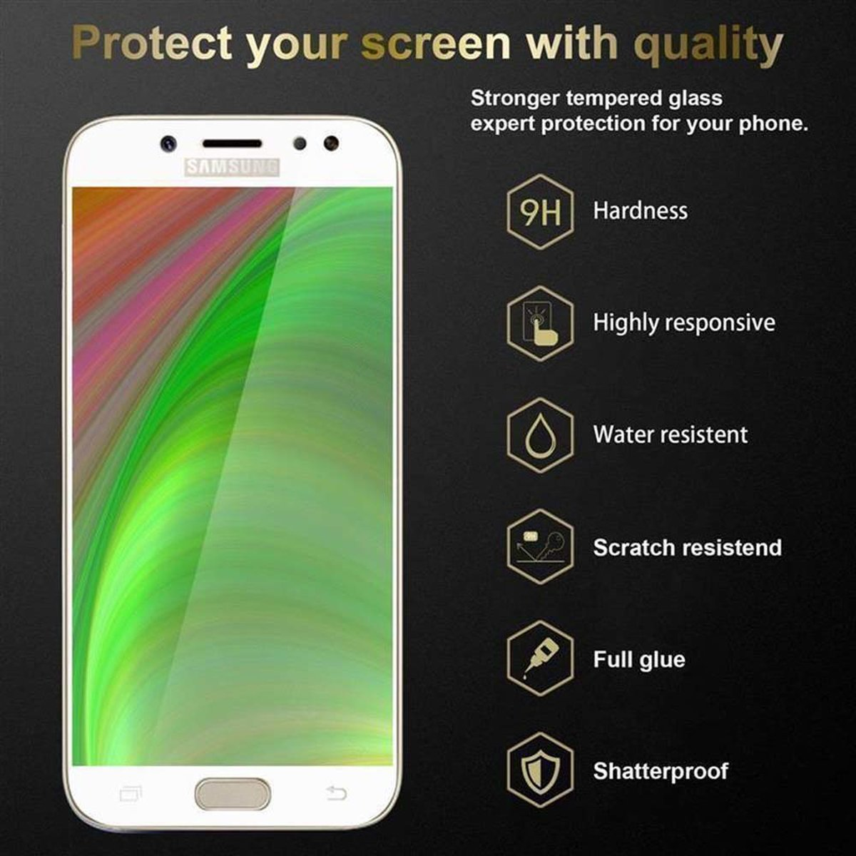 2017) Schutzfolie(für voll kelebend Galaxy CADORABO Schutzglas J3 Samsung