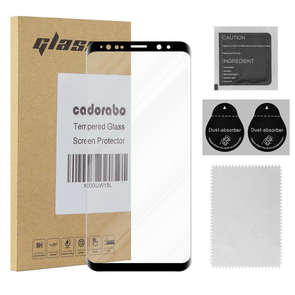 CADORABO Schutzglas vollklebend Galaxy S9) Schutzfolie(für Samsung