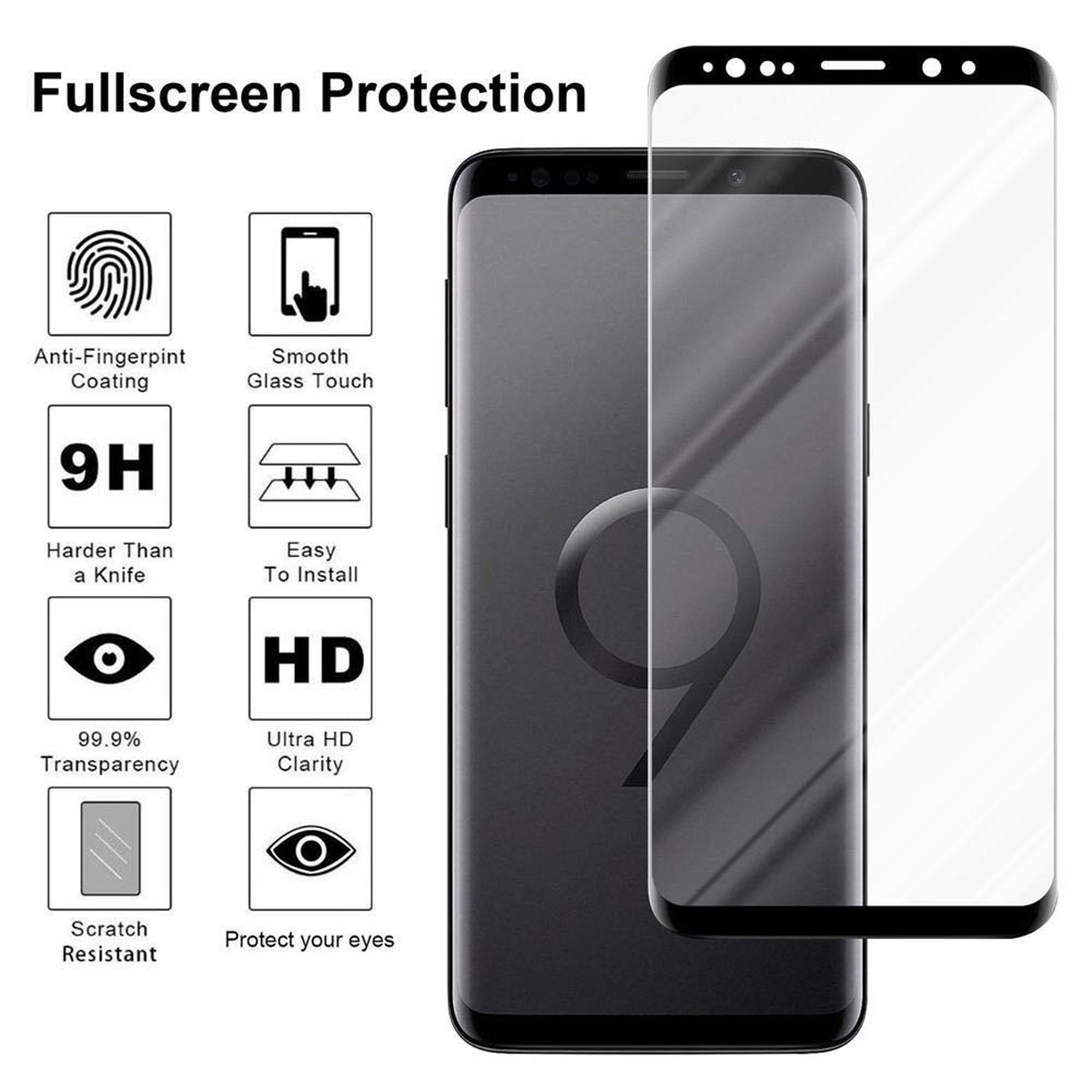 CADORABO S9) Galaxy Schutzglas Samsung Schutzfolie(für vollklebend