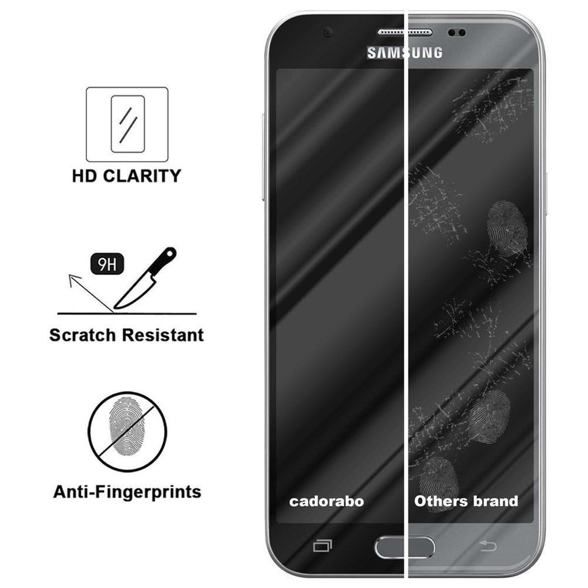 CADORABO Schutzglas kelebend J5 Galaxy Samsung voll Schutzfolie(für 2017)