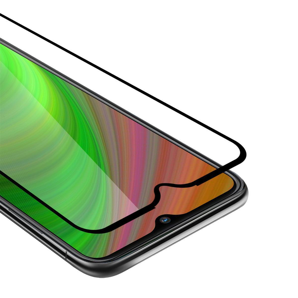 Smartphone con una protezione per lo schermo applicata, che mostra uno sfondo astratto colorato. La protezione è trasparente.