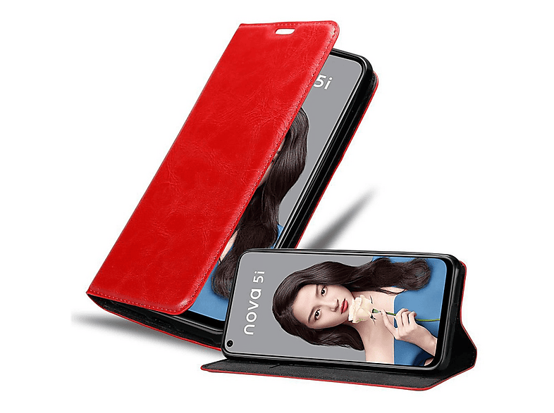 Cadorabo Custodia Libro compatibile con Huawei P20 in GRIGIO TITANIO - con Vani di Carte, Funzione Stand e Chiusura Magnetica - Portafoglio Cover Case Wallet Book Etui Protezione