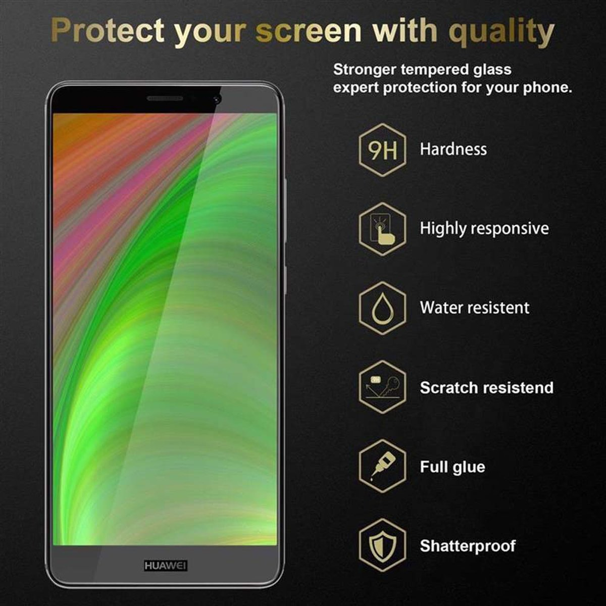 voll Huawei Schutzfolie(für MATE 9) CADORABO Schutzglas kelebend