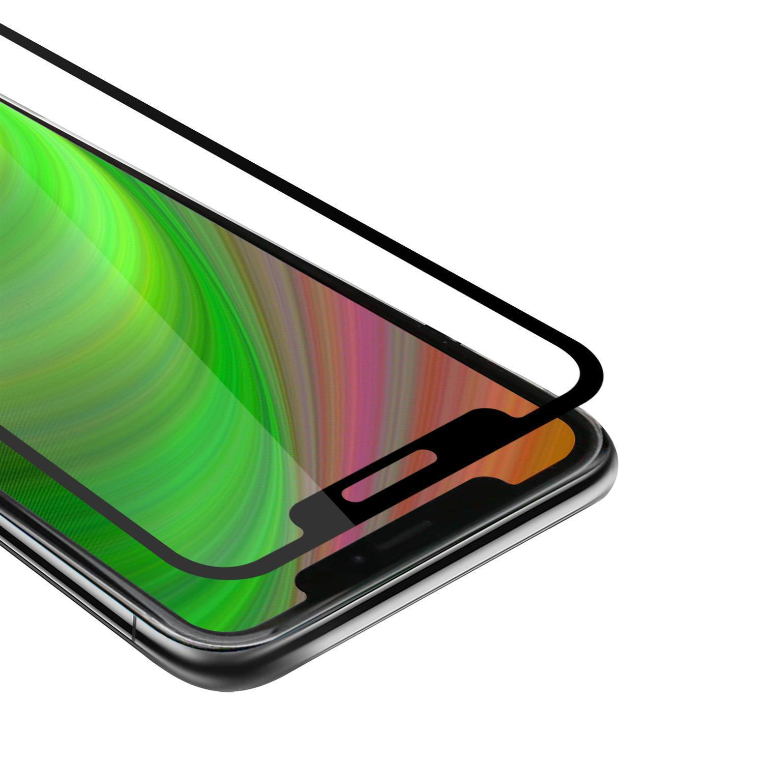 Telefono con protezione per lo schermo installata. La protezione è trasparente con una cornice nera, che copre lo schermo del telefono.
