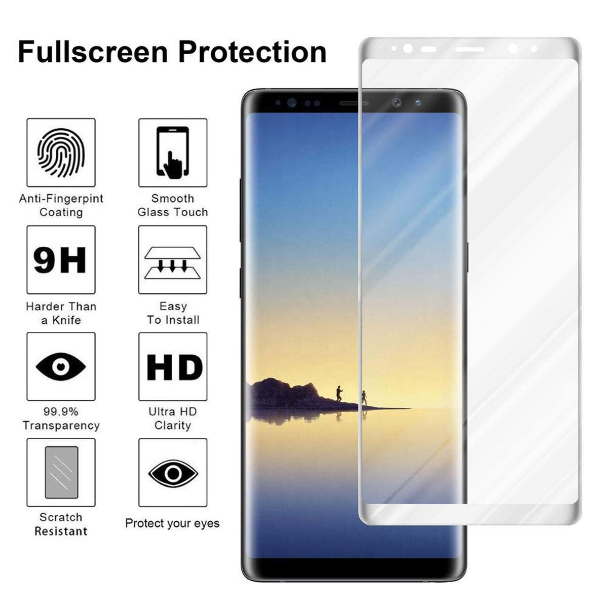 Schutzglas CADORABO kelebend Schutzfolie(für Galaxy 8) Samsung voll NOTE