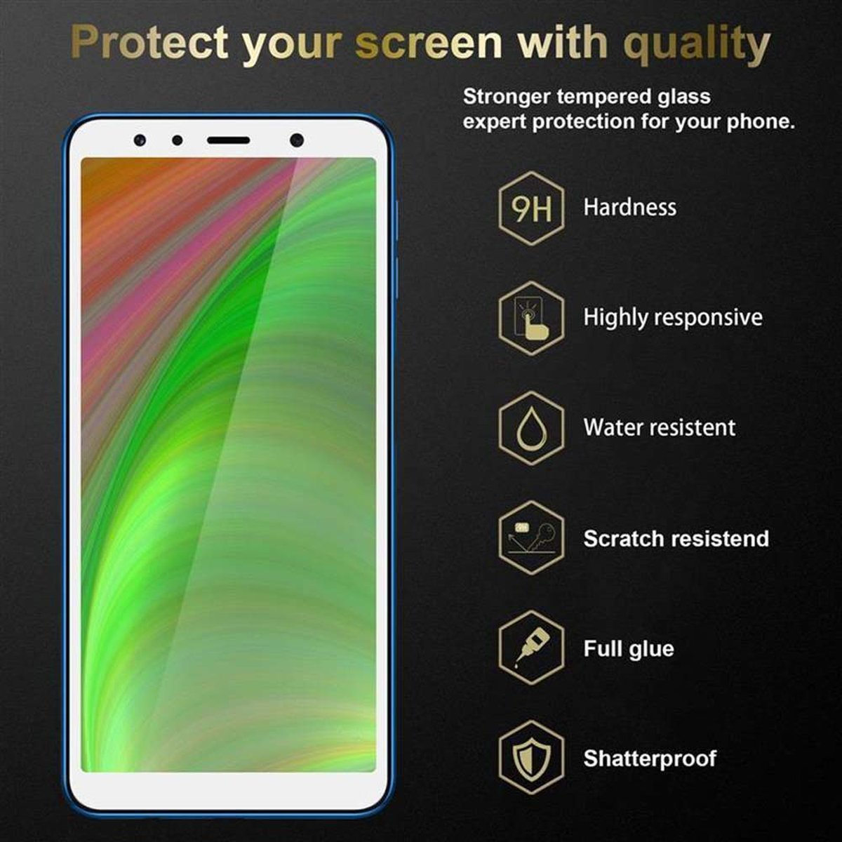 CADORABO Schutzglas voll Schutzfolie(für Galaxy kelebend 2018) Samsung A7