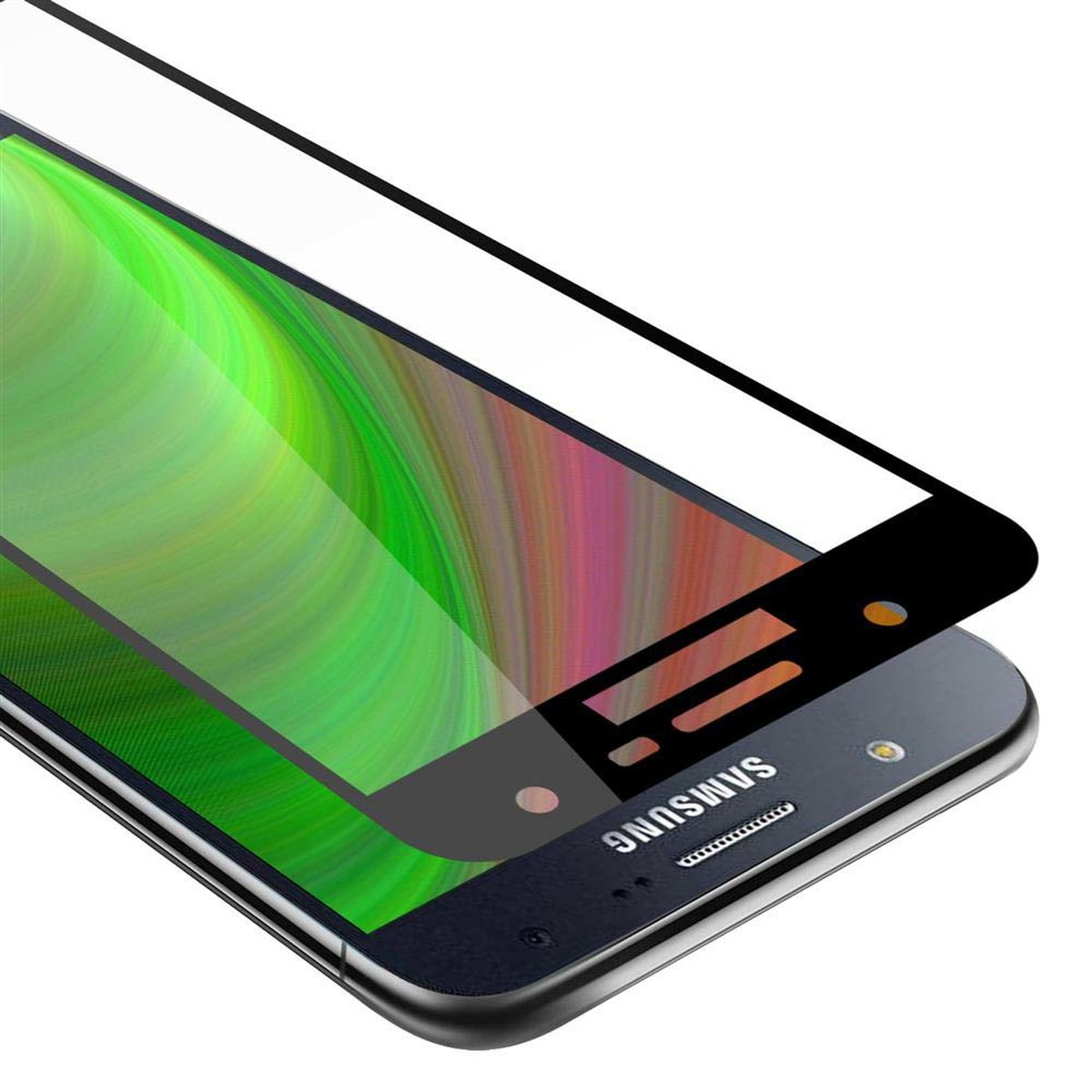 CADORABO Schutzglas voll kelebend Schutzfolie(für Galaxy Samsung J7 2015)