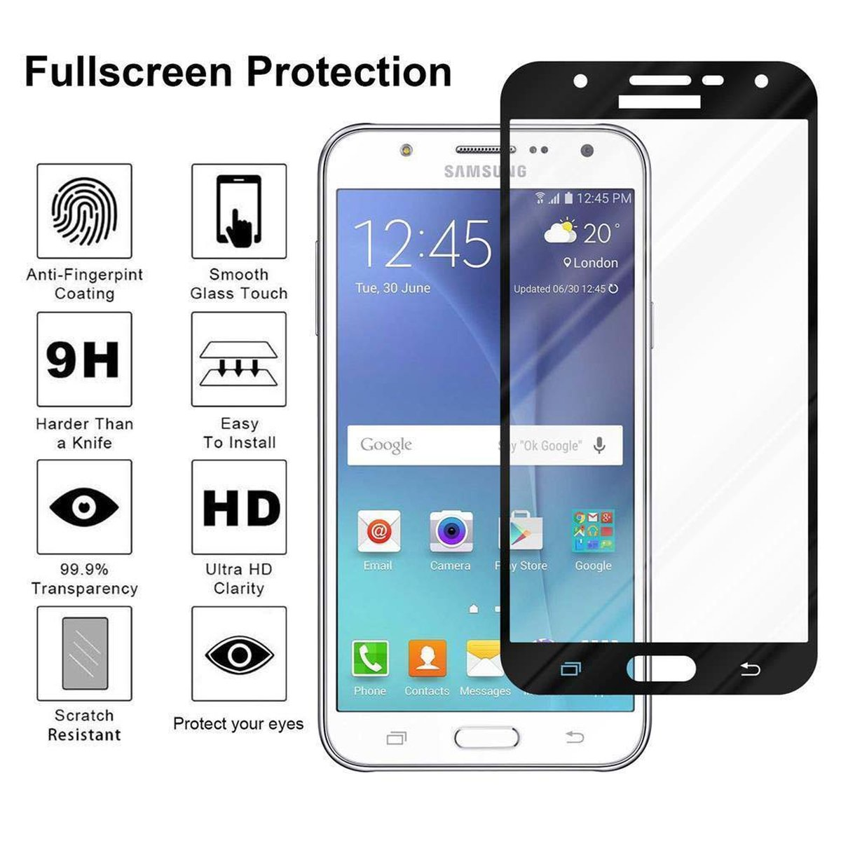 CADORABO Schutzglas Samsung Schutzfolie(für kelebend J7 2015) Galaxy voll