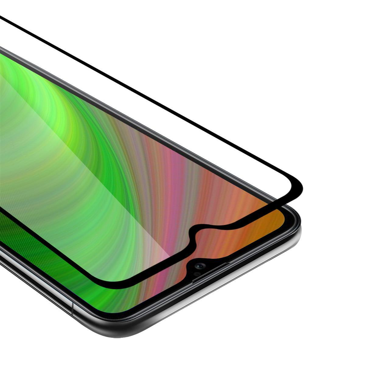 Uno schermo del telefono con una protezione per lo schermo applicata. Il protettore ha un bordo nero, ripresa ravvicinata.