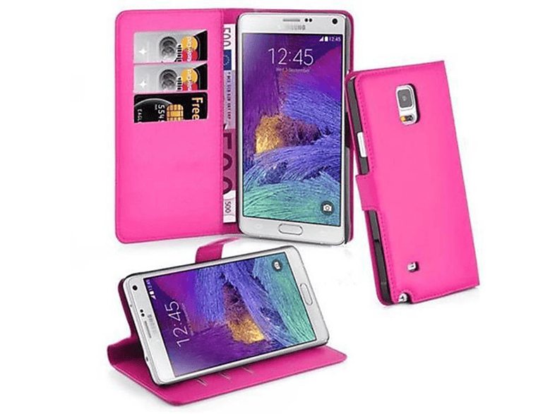 CADORABO Book Hülle Standfunktion, Bookcover, Samsung, Galaxy NOTE 4, CHERRY PINK