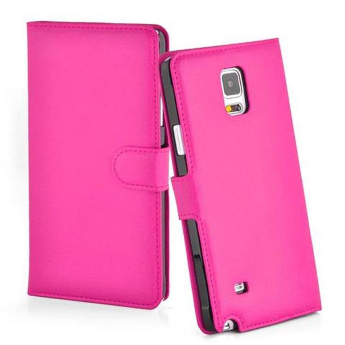 CADORABO Book Hülle Standfunktion, Bookcover, CHERRY PINK Galaxy Samsung, NOTE 4
